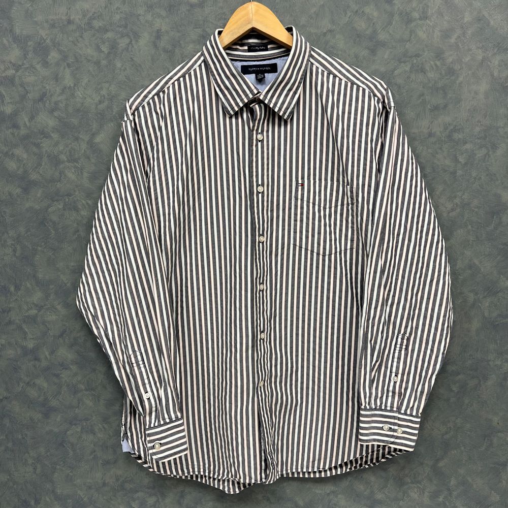 Tommy Hilfiger Striped Button Down Shirt ClassicCasual Stripe 17 1/2 - 18
